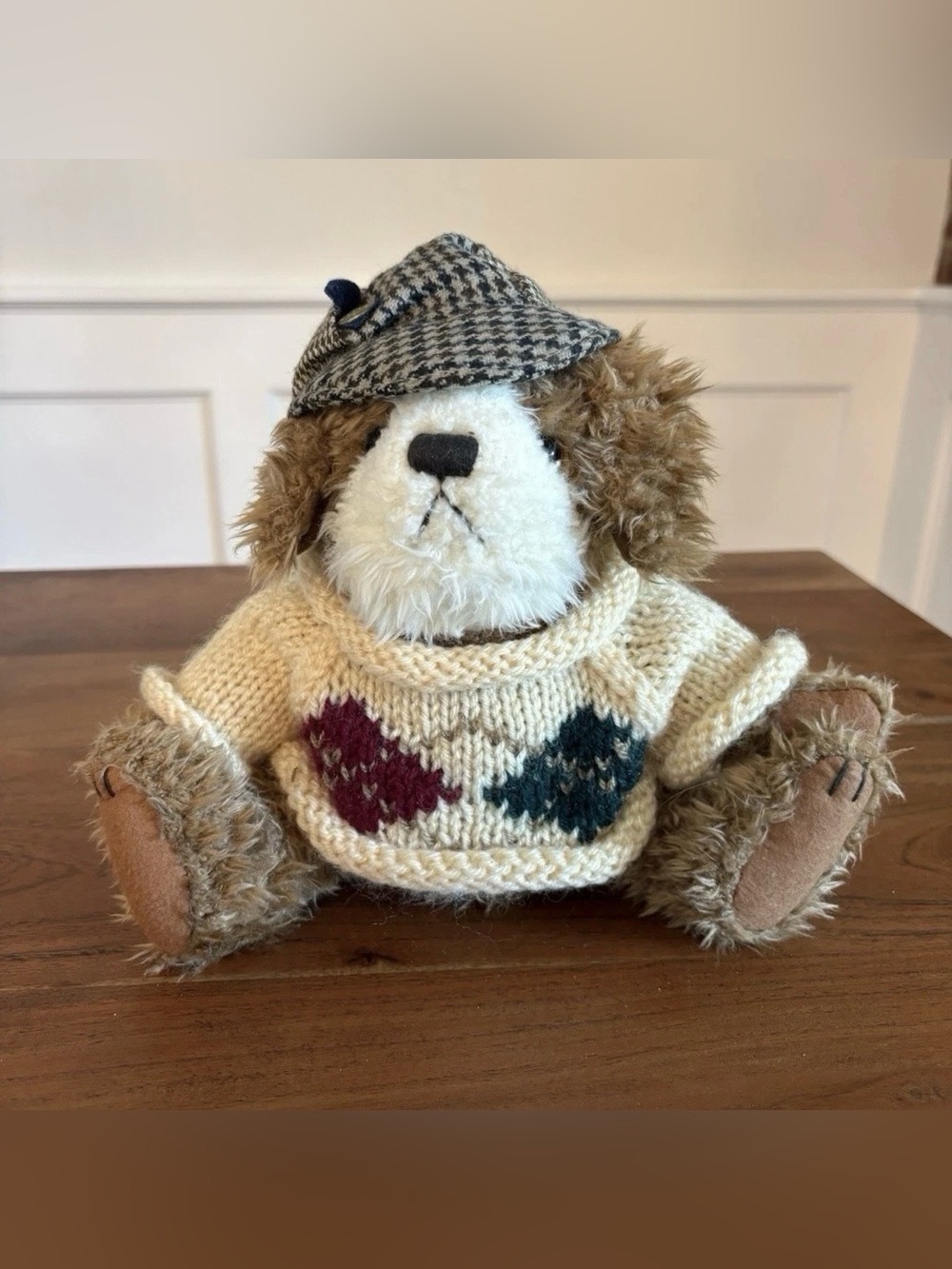 Brass Button Pickford Bears AUGIE Dog Gold Argyle Sweater Bear of Friendship